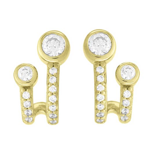 Dobbelt cirkel Huggie øreringe for engroshandel hos Kamaria Jewelry