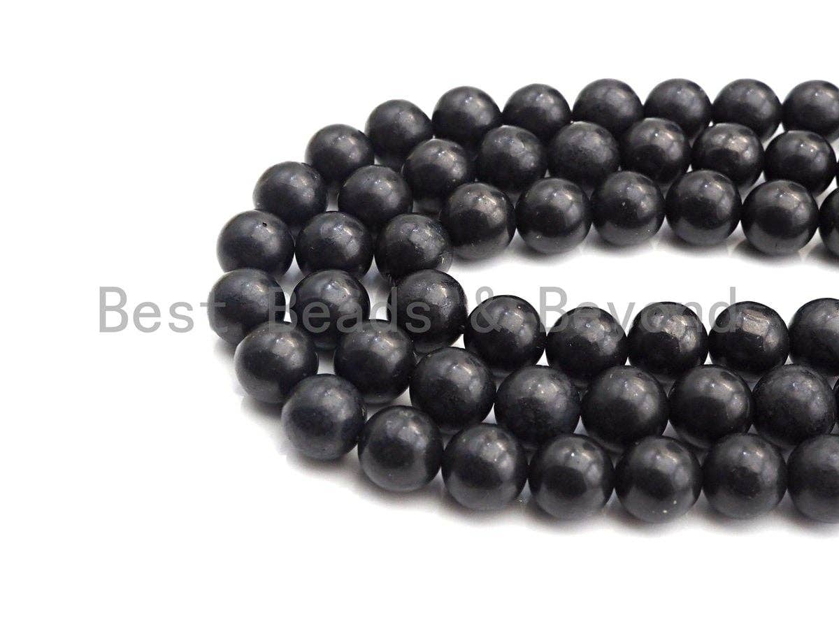BestBeads&Beyond - Wholesale Beads - High Quality Natural Shungite Smooth Round Beads, High Energy, 4mm/6mm/8mm/10mm/12mm Shungite Beads, 15.5" Strand, sku#U9434