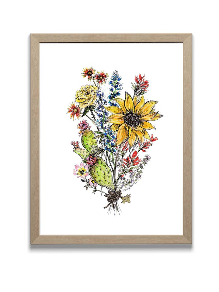 Texas Bouquet Watercolor - Original Art Print for wholesale by Locksley Workshop