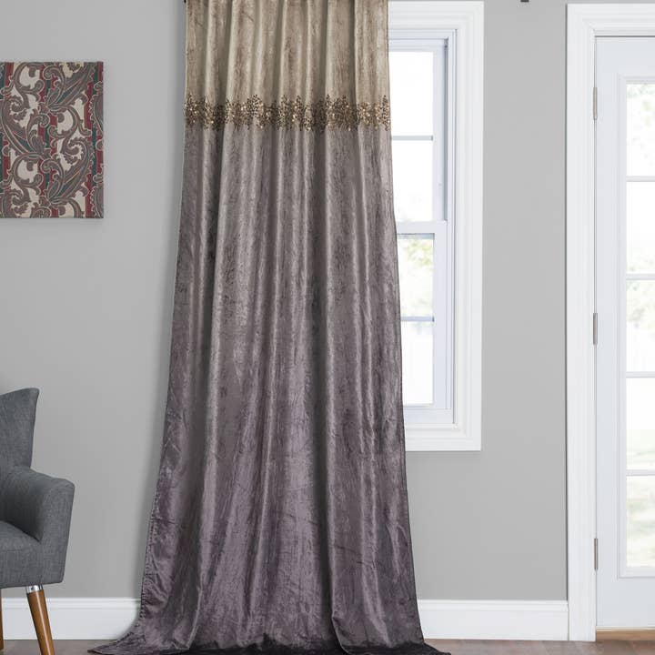 Cloud 9 Design - Wholesale Curtain - Raina Charcoal Ombre Velvet Panel