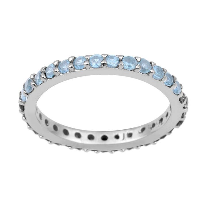 Bague complète en argent sterling 925 avec aigue-marine ronde de 1,05 ct. pour la vente par Star Joya