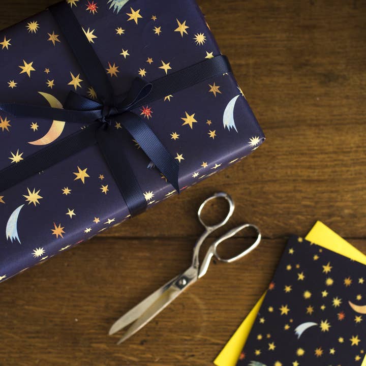 Starry Night Luxury, 100% Recycled Wrapping Paper for wholesale by Kate Slater