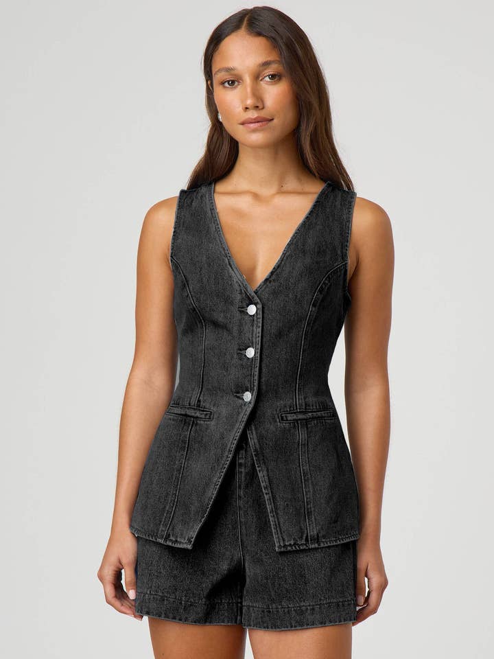 EmberLoom - Wholesale Top & Short Set (NOT Loungewear) - Women's - Casual Buttoned Denim Top and Shorts Set