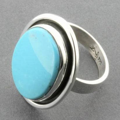 Double Bezel Ring - Turquoise & Oxidized Silver for wholesale by Makers & Providers
