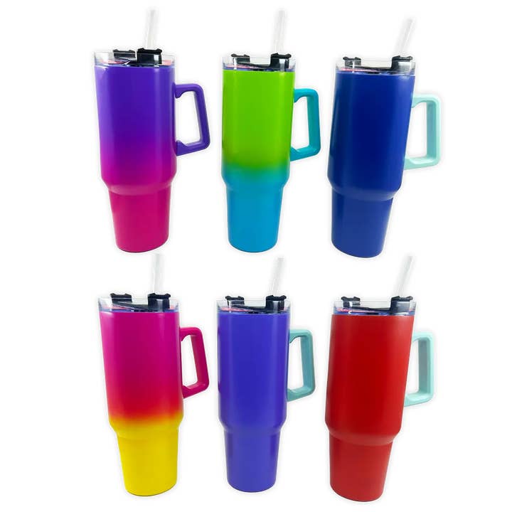 Novelty Closeout - Wholesale Insulated Mug/Tumbler - 40oz Insulated Stainless Steel Cup Color Ombre Assortment