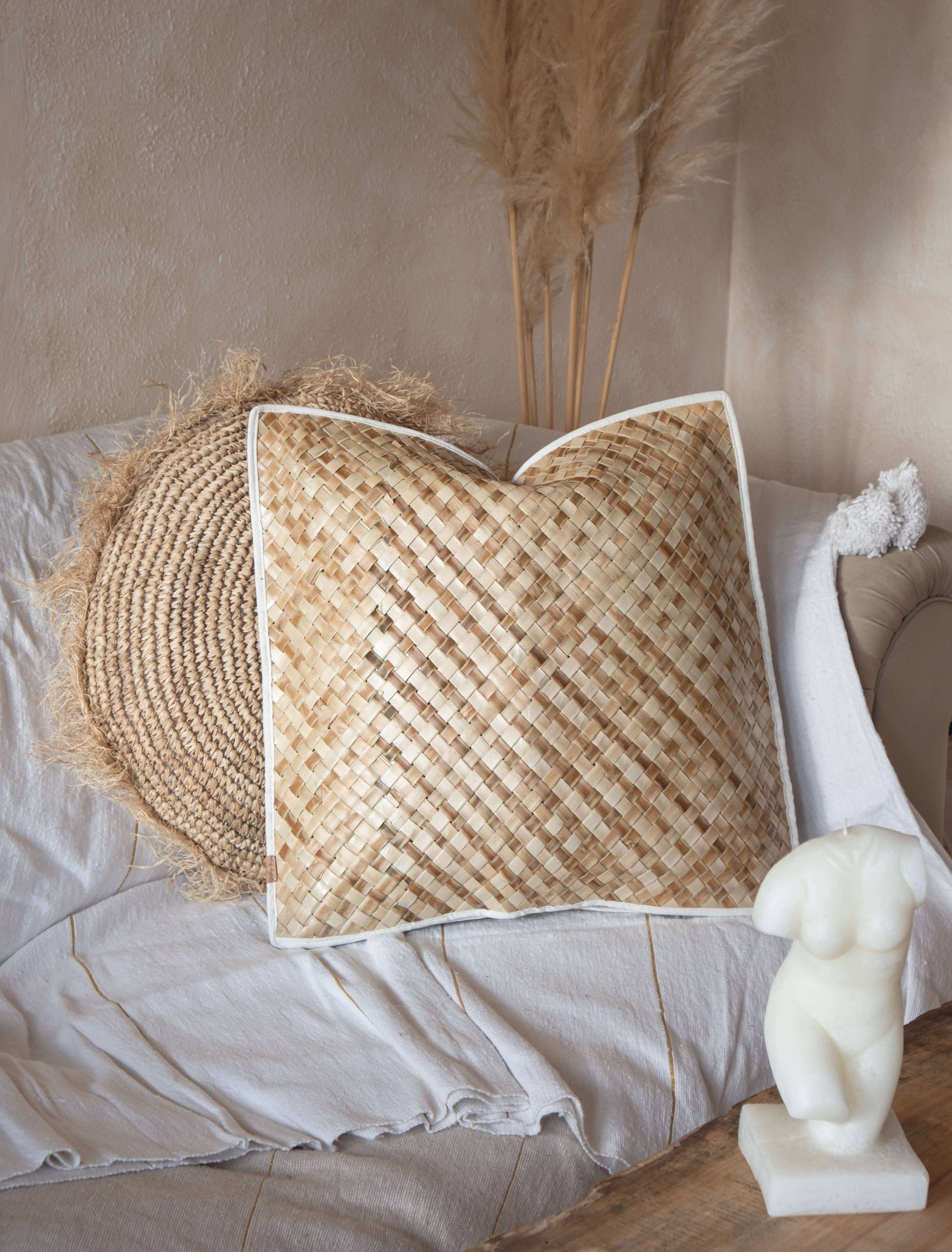 Moanna Collective – Engroshandel Pyntepudebetræk – Lattice Boho & Naturlig Græs Pudebetræk