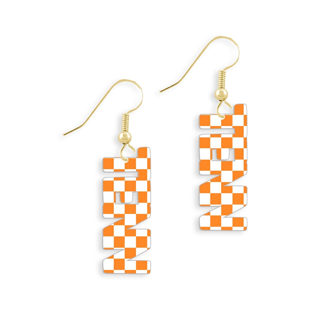 Viv&Lou – wholesale Dangle earrings – Orange & White Check Tennessee Earrings