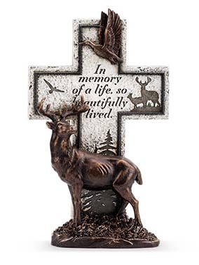 Memorial Deer Cross - Woodland Symbolism Item # 13894 for wholesale by Napco
