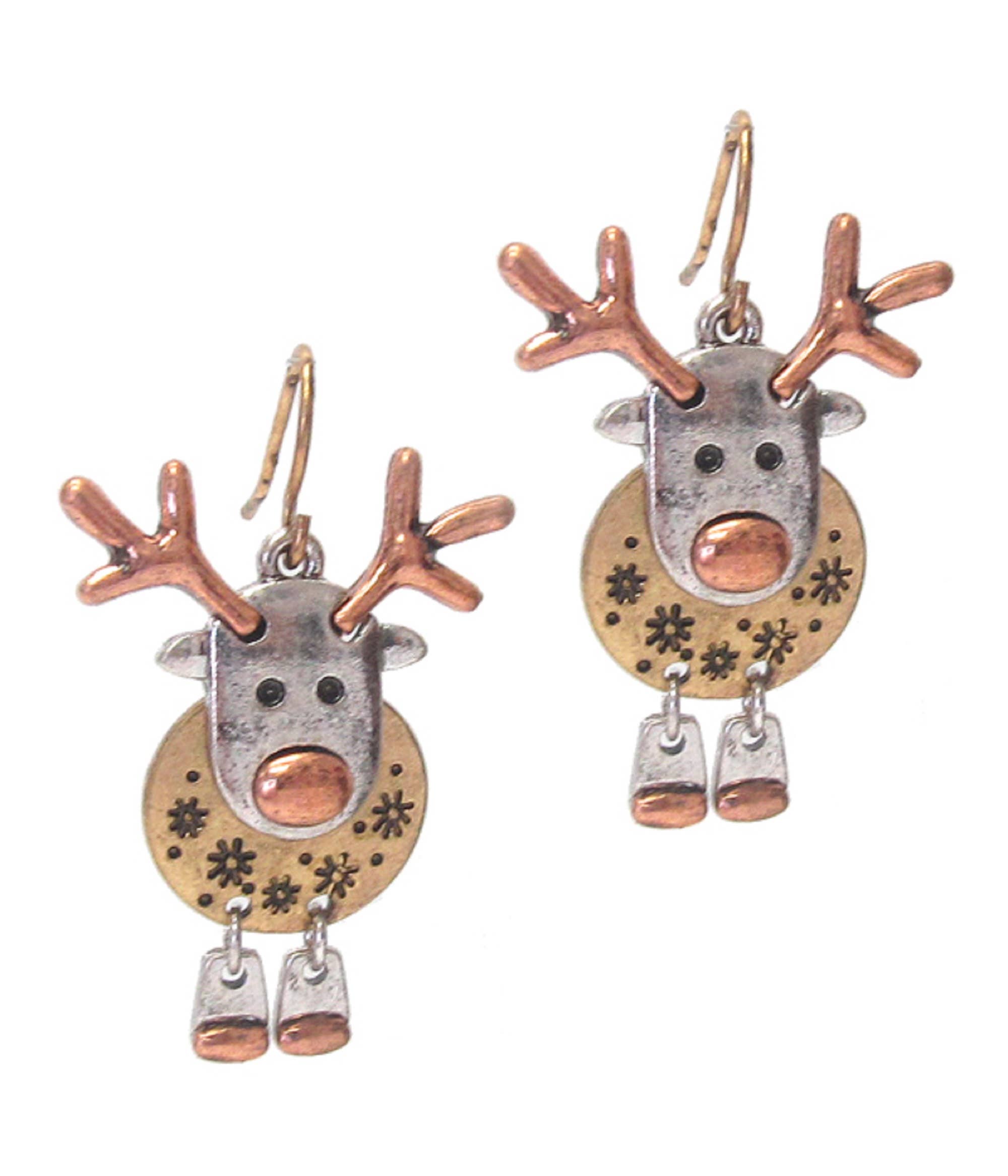 Elegant Cute Reindeer Caribou Rudolph Rhinestone Stud Earrings Sterling Silver Women Christmas Jewelry 