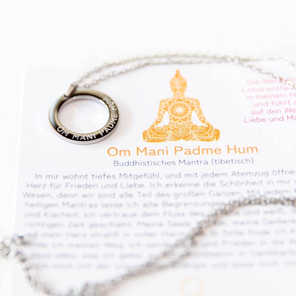 Divasya – wholesale Pendant/charm necklace – Necklace with pendant | silver | Mantra: Om Mani Padme Hum2