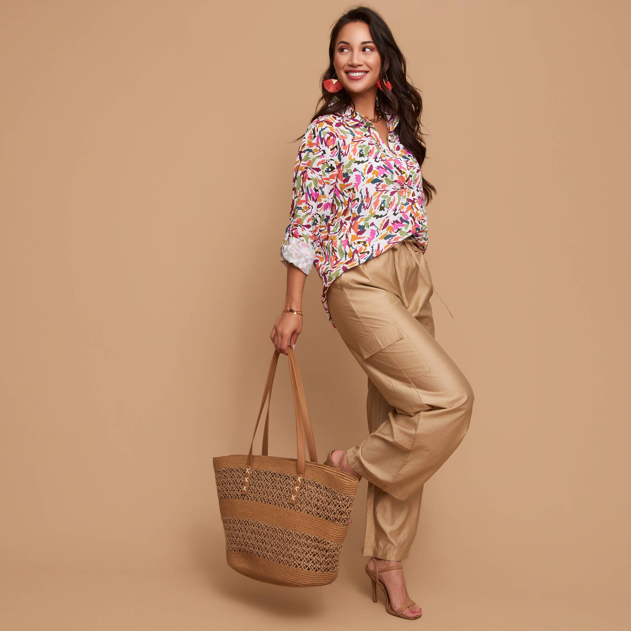 Elsie & Zoey - Vente Chemise à col boutonné – femme - Chemise à manches longues avec col et boutons en haut Alexa1