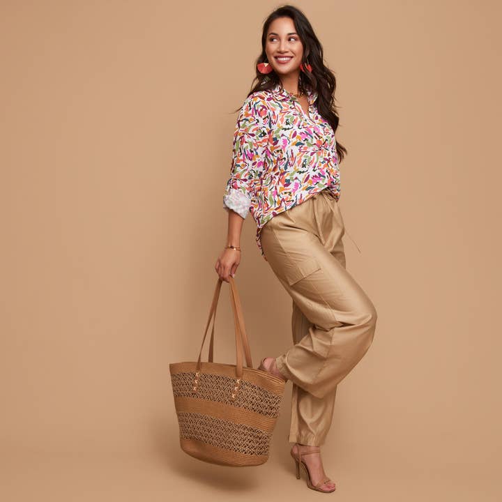 Elsie & Zoey - Vendita all'ingrosso Camicia button down - Donna - Camicia a maniche lunghe con colletto e bottoni in alto Alexa1