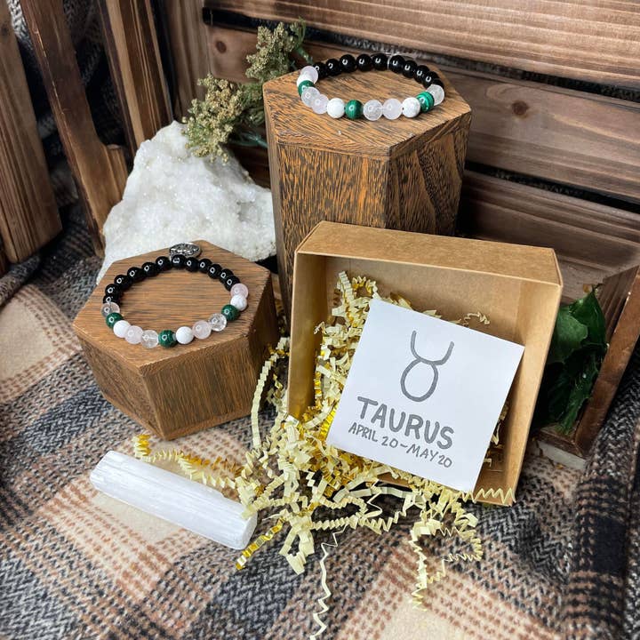 Taurus Horoscope Crystal Bracelets | Sign | Healing Crystals | Crystal Jewelry | Gemstone Jewelry | Zodiac Bracelets | Star Sign Sun Sign for wholesale by PetrichorKC