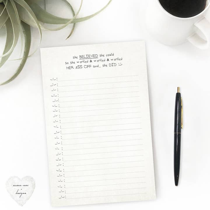 Hun troede, hun kunne Notesblok - Vælg Farverige eller Almindeligt for engroshandel hos Susan Case Designs