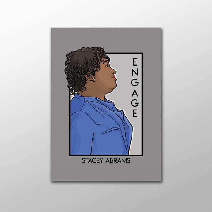 Engage - Stacey Abrams She Series 5x7 inch Postcard for wholesale by Karen Hallion Illustration