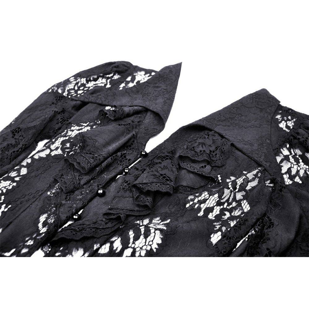 Necessary Evil (Kate's Clothing Ltd T/As) - Wholesale Coat - Women's - Dark In Love Livvy Lace Coat - Women's Gothic Jacket with Pointed Collar and Ruffles12