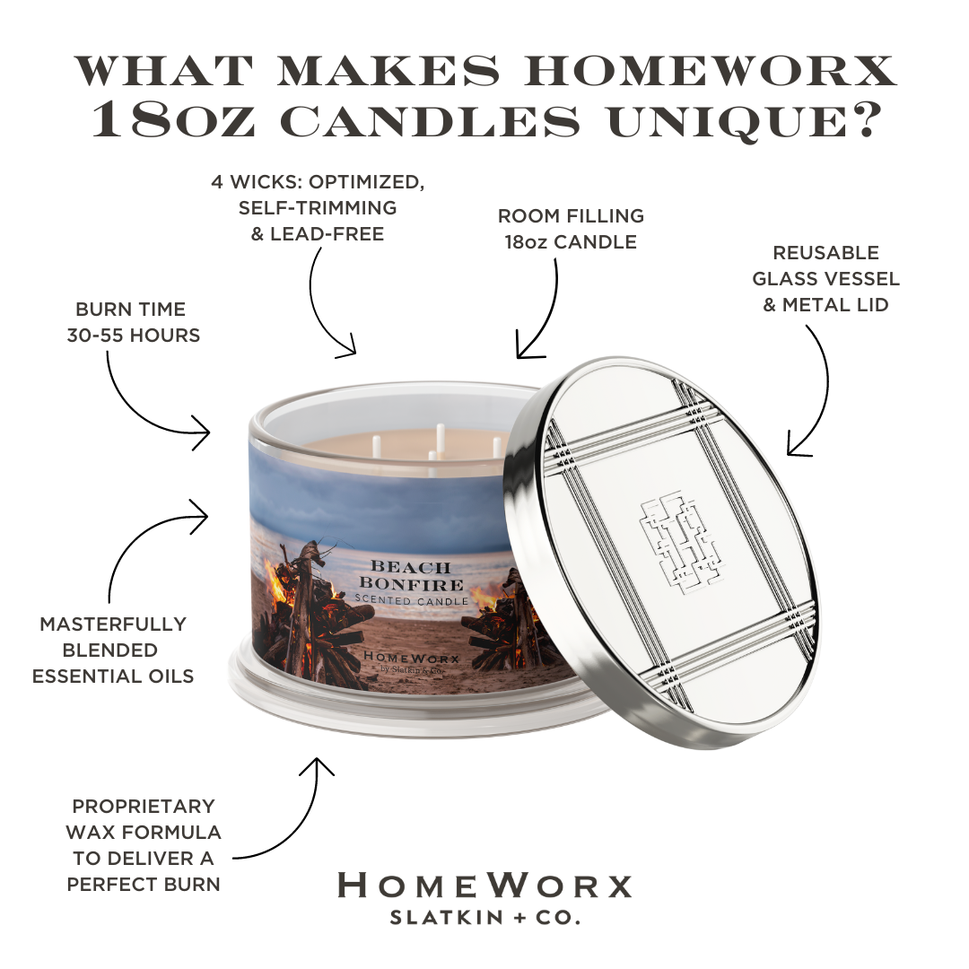 HomeWorx by Slatkin + Co. - Wholesale Jar/Filled Candle - Beach Bonfire Tonka & Birch Scented Candle (18oz)1