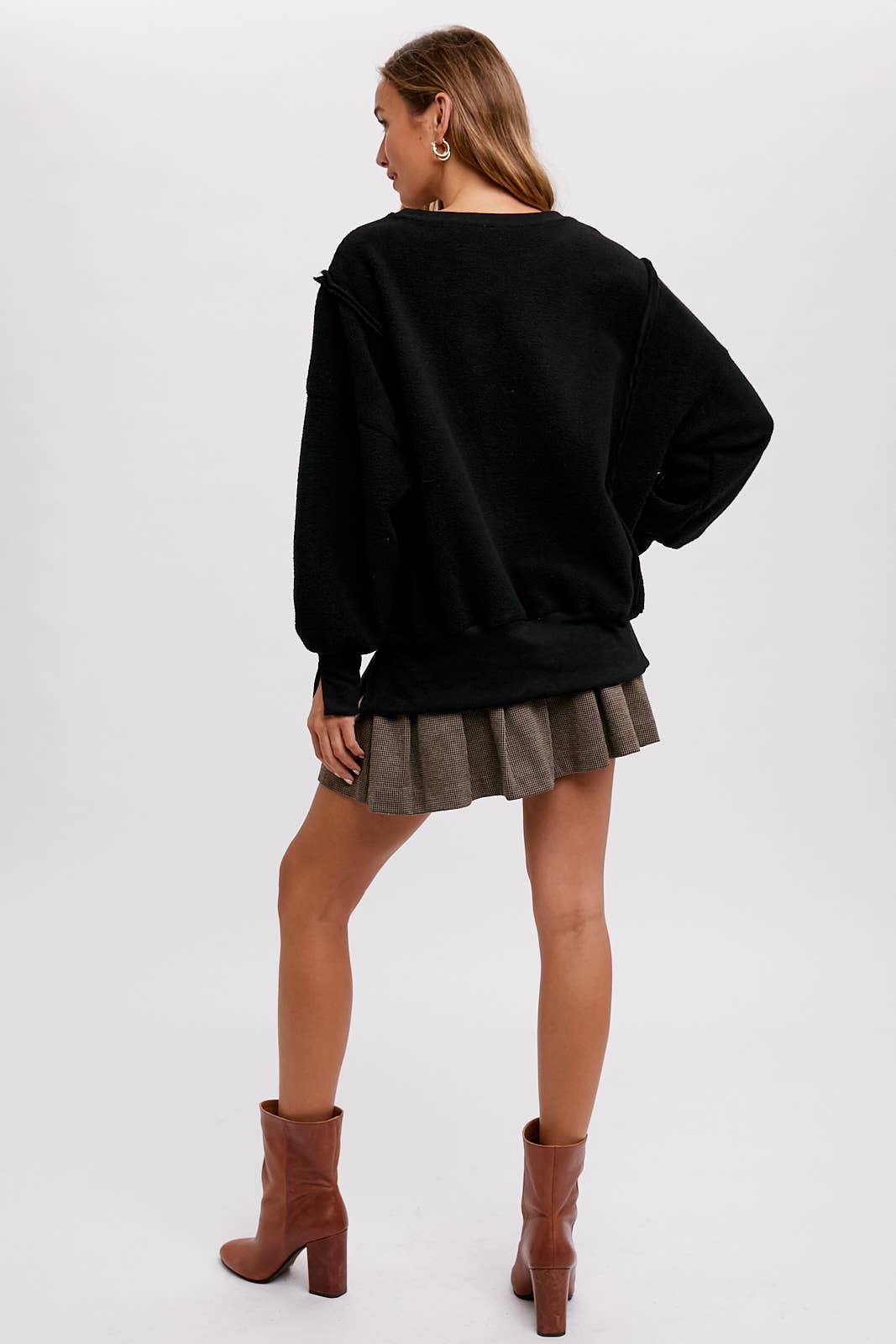 Peace Love Line – wholesale Sweatshirt - Dam – PL3896 - RUNDHALSAD TEDDYTRÖJA MED SLITSAR5