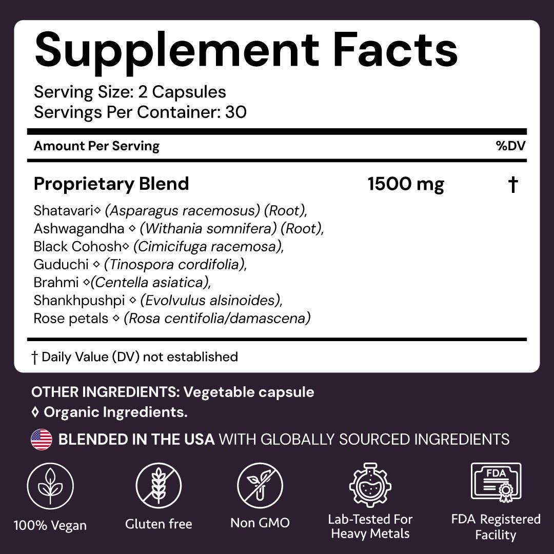 Osh Wellness - Ayurvedic Wellness - Wholesale Oral Supplement/Vitamin - Ayurvedic Menopause Support | Hot Flashes, Mood, Sleep ++6