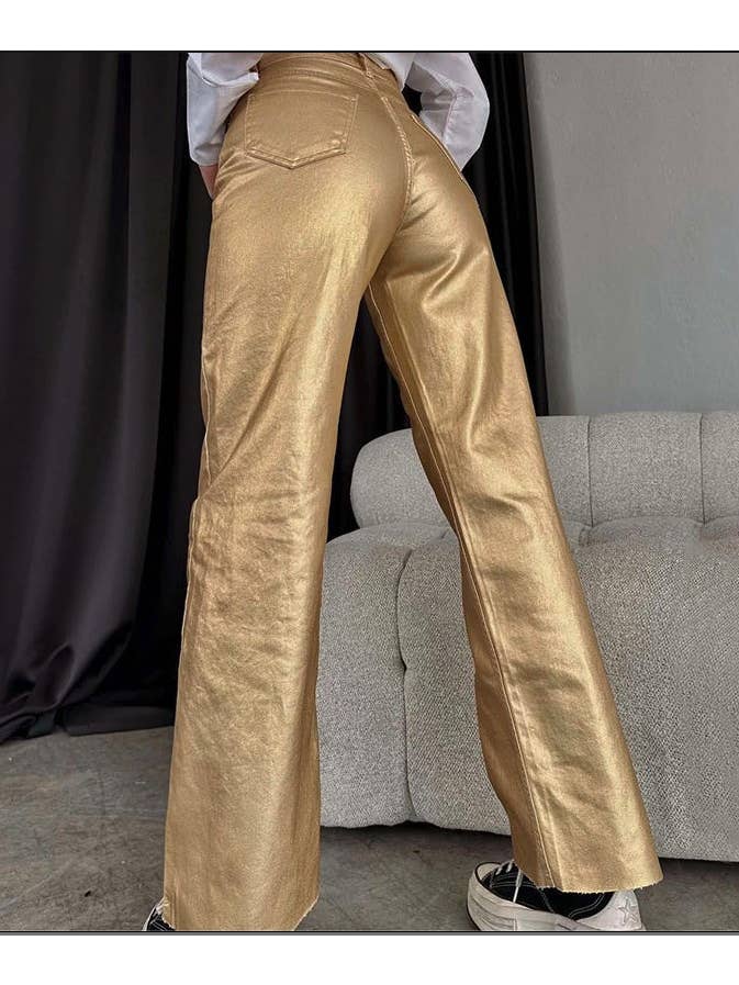 Miss Sparkling - Wholesale Pants - Women's - Metallic flare leg pants2