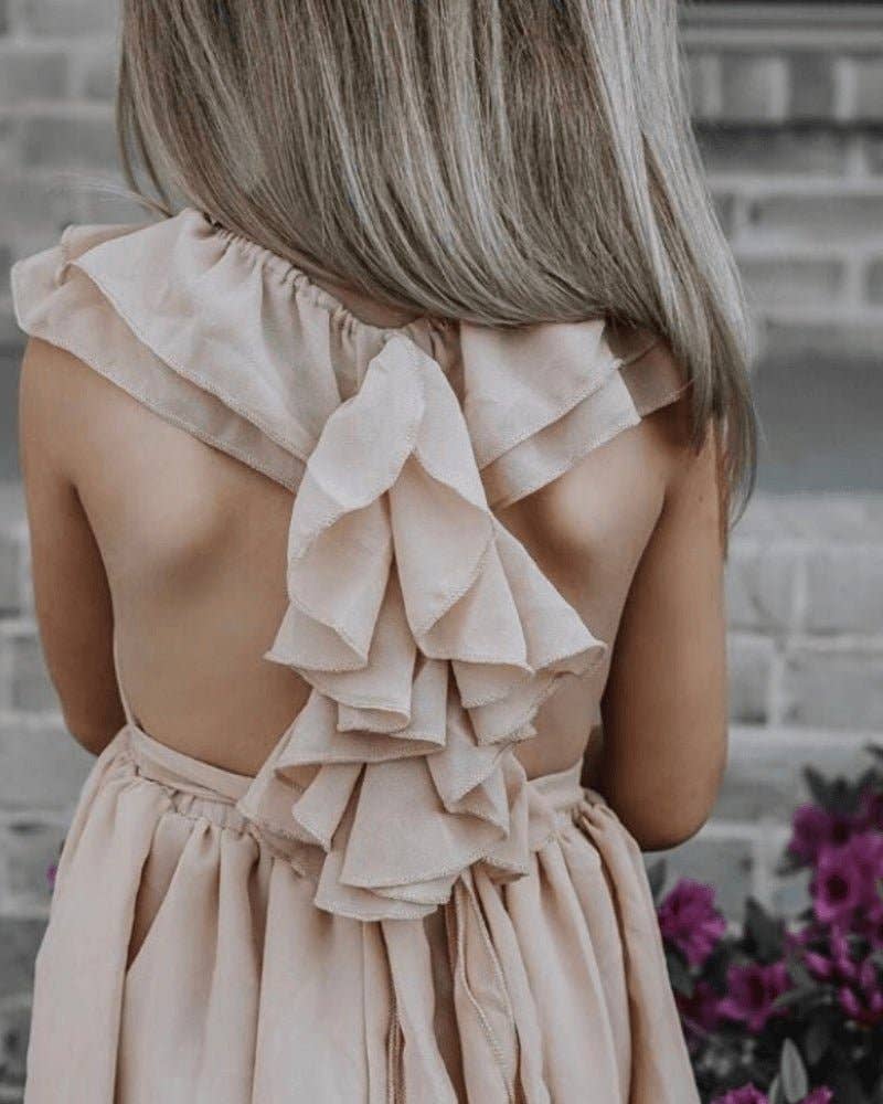 Bailey's Blossoms - Wholesale Mommy & Me-sets - Mommy and Me Nellie maxi-jurk met ruches - Champagne7