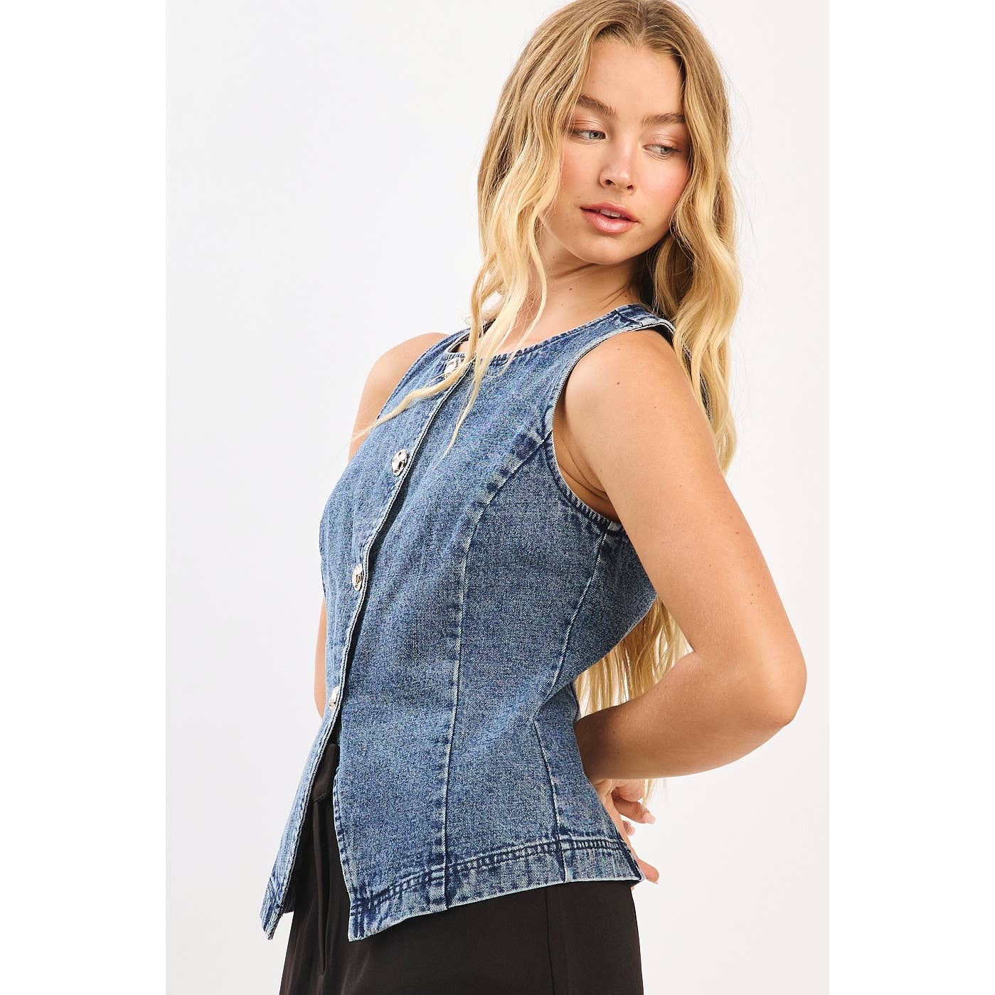mittoshop - Wholesale Tanktop - Dames - BOOTHALS AANGESLOTEN MOUWLOOS DENIM VEST6