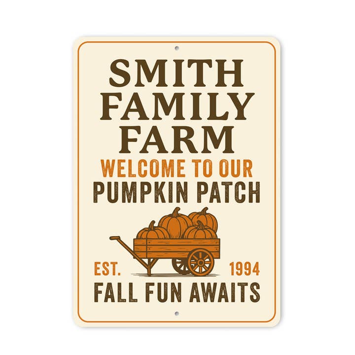 Willkommen auf unserem Kürbisfeld - Herbstspaß erwartet Sie Schild für den Großhandel von Lizton Sign Shop, Inc