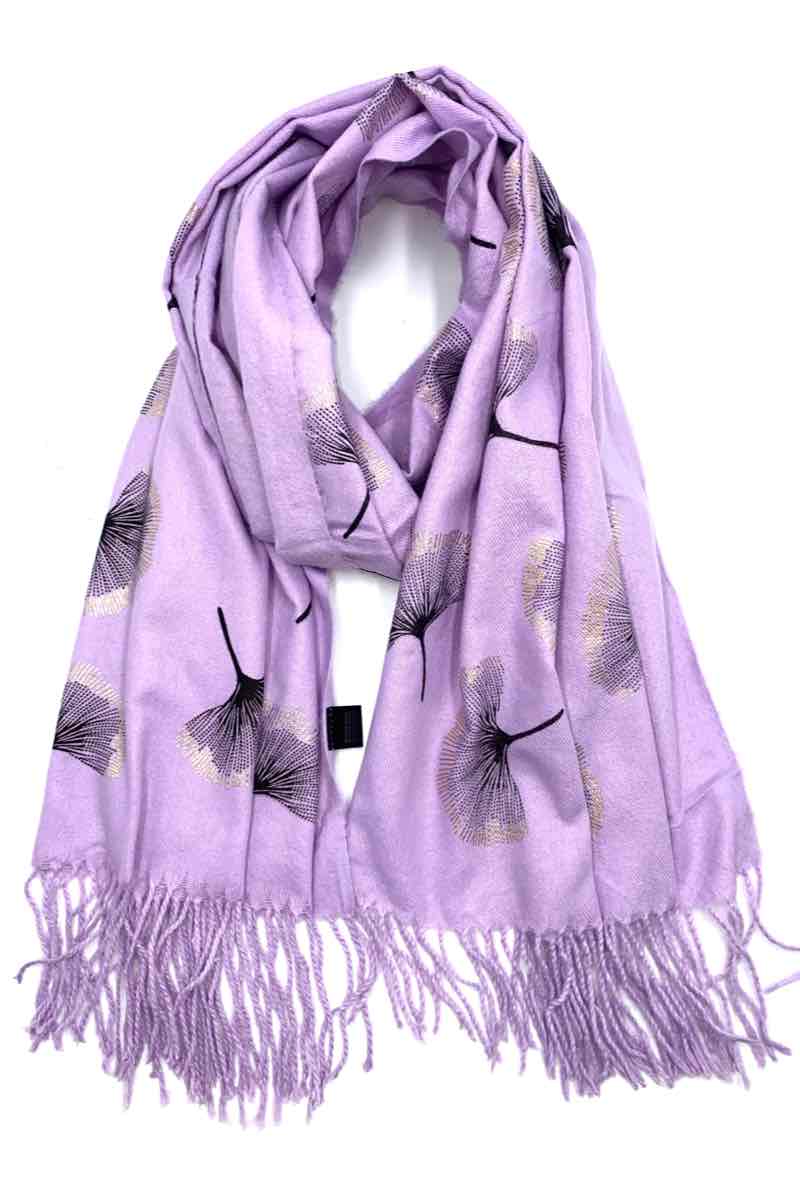 LINETA - Wholesale Scarf - Women's - Gingko Leaf Pattern Soft Scarf16