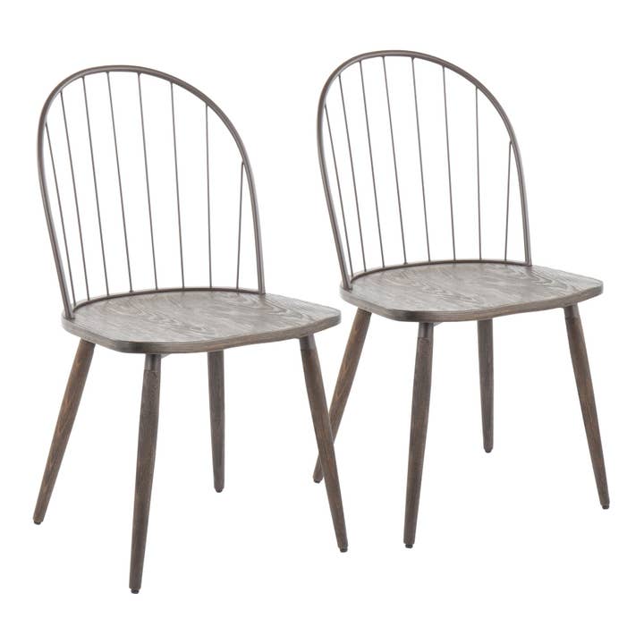 Black Metal Black Wood Riley High Back Chair - Set of 2 for wholesale on Faire4