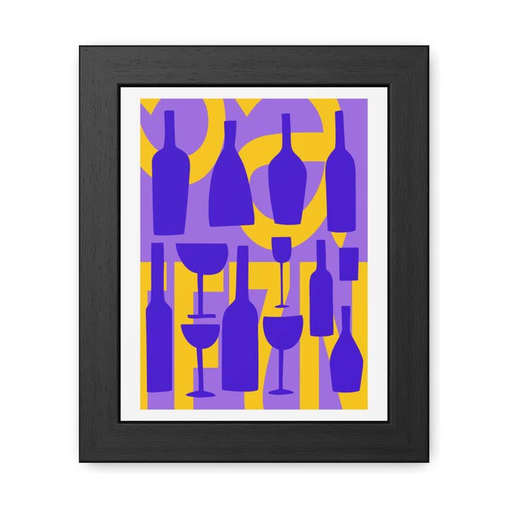 Sonoma 1 - Affiche Encadrée de Bouteilles de Vin Colorées | Art Moderne pour la Décoration Intérieure pour la vente par Donkey Laserbeam