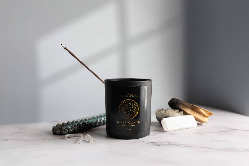 Amara Candles - Wholesale Jar/Filled Candle - Intention Wood Wick Soy Crystal Candle Collection10