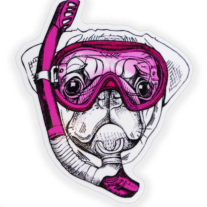 Pink Pug Snorkelmaskersticker voor wholesale door Real Sticky