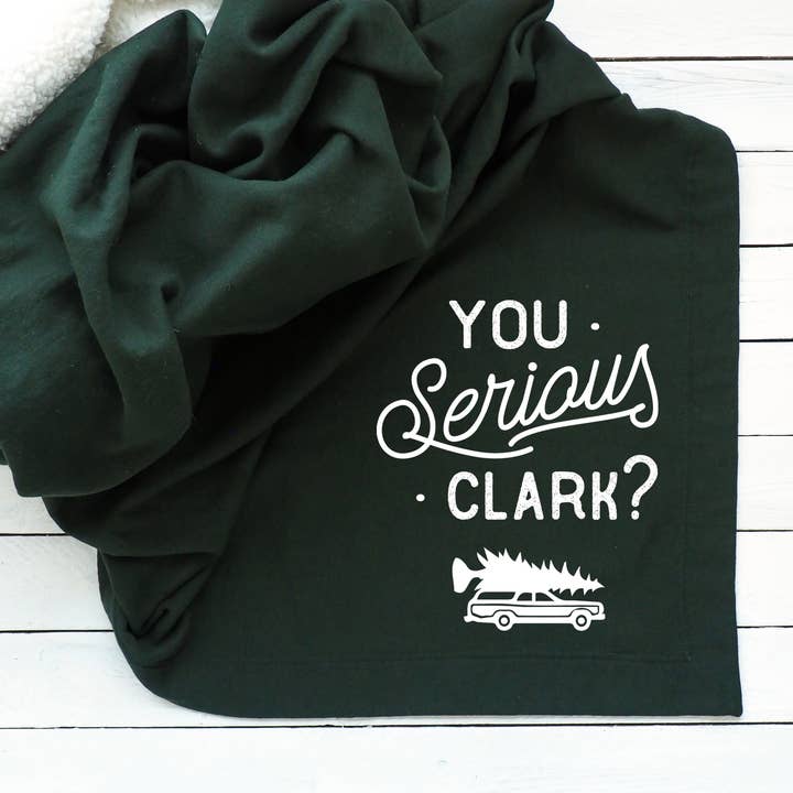 You Serious Clark Christmas Sweatshirt Blanket - WHITE for wholesale by Perfect Day Print Co