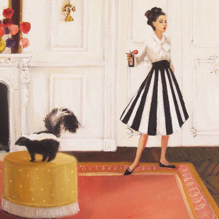 JANET HILL STUDIO - Wholesale Art Print - Lisette vs The Skunk Art Print - 8.5" X 11"1