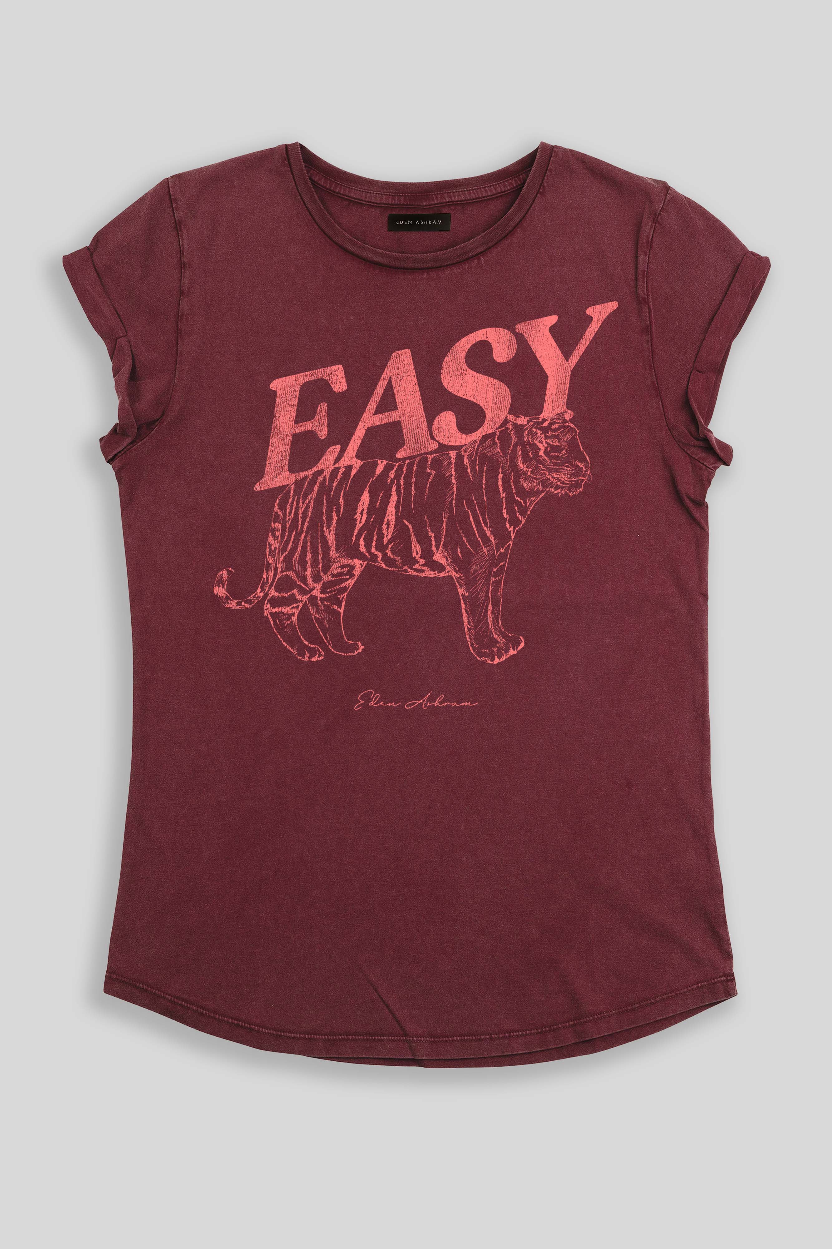 Eden Ashram - Vendita all'ingrosso Maglietta serigrafata - Donna - T-shirt premium con maniche arrotolate Easy Tiger5