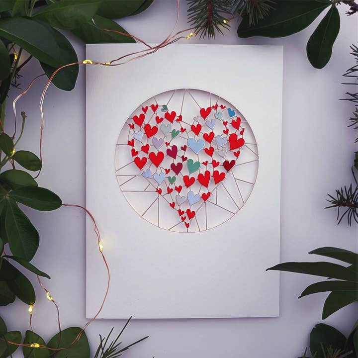 Multicolour Heart Love Valentine's Day Card - Blank for wholesale by Forever Cards Ltd