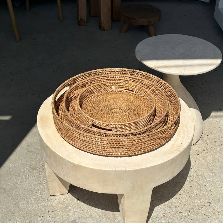 Office Objets - Wholesale Basket - Set of three handcrafted Indonesian wicker baskets in natural rattan (caramel)113