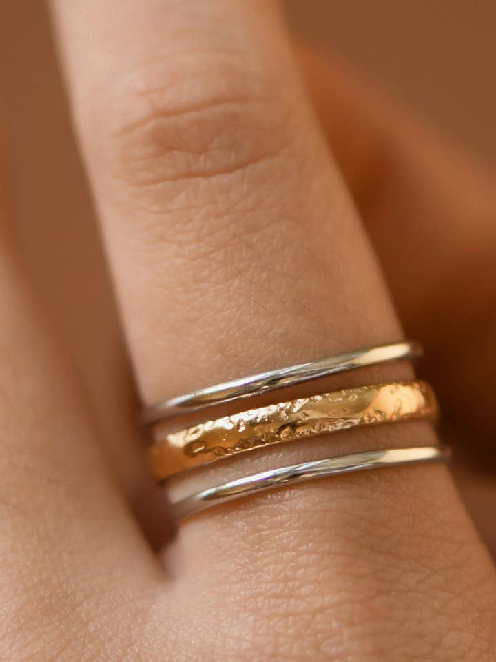 18K Gold Plated Waterproof Stainless Steel Ring - 7930 for wholesale by Mia Accessories