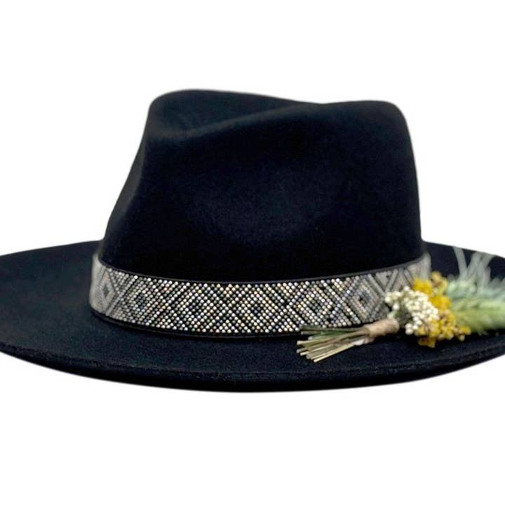 Epoch hats - Wholesale Fedora - Women's - Australian Wool Felt Wide Flat Brim Fedora Hat with Flower
