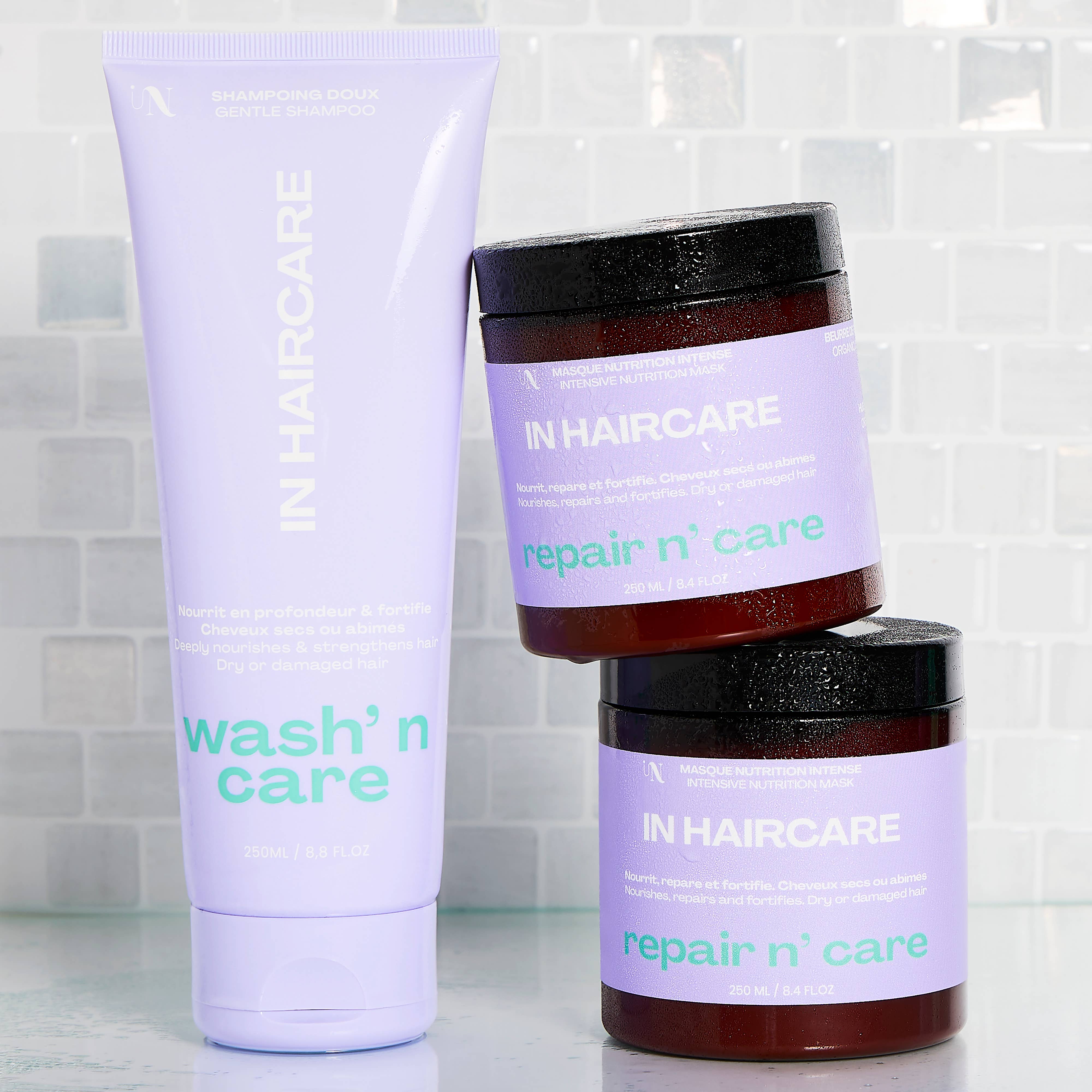 IN HAIRCARE - Vente Shampoings - Shampooing doux : Wash n' Care - nourrit et renforce2