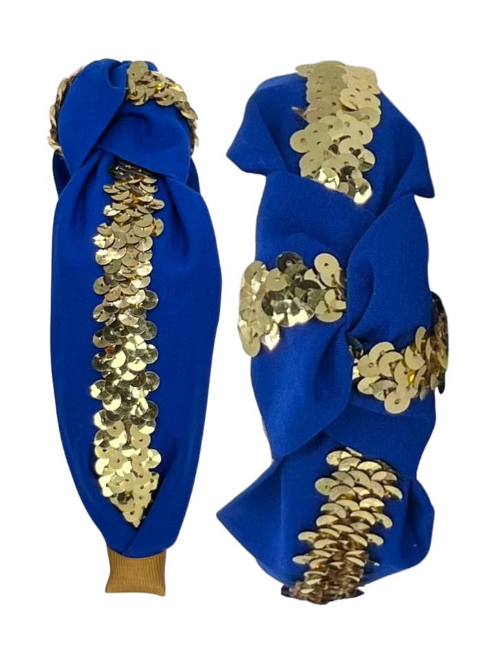 Paillettes dorées sur fond bleu royal pour la vente par Pretty Happies