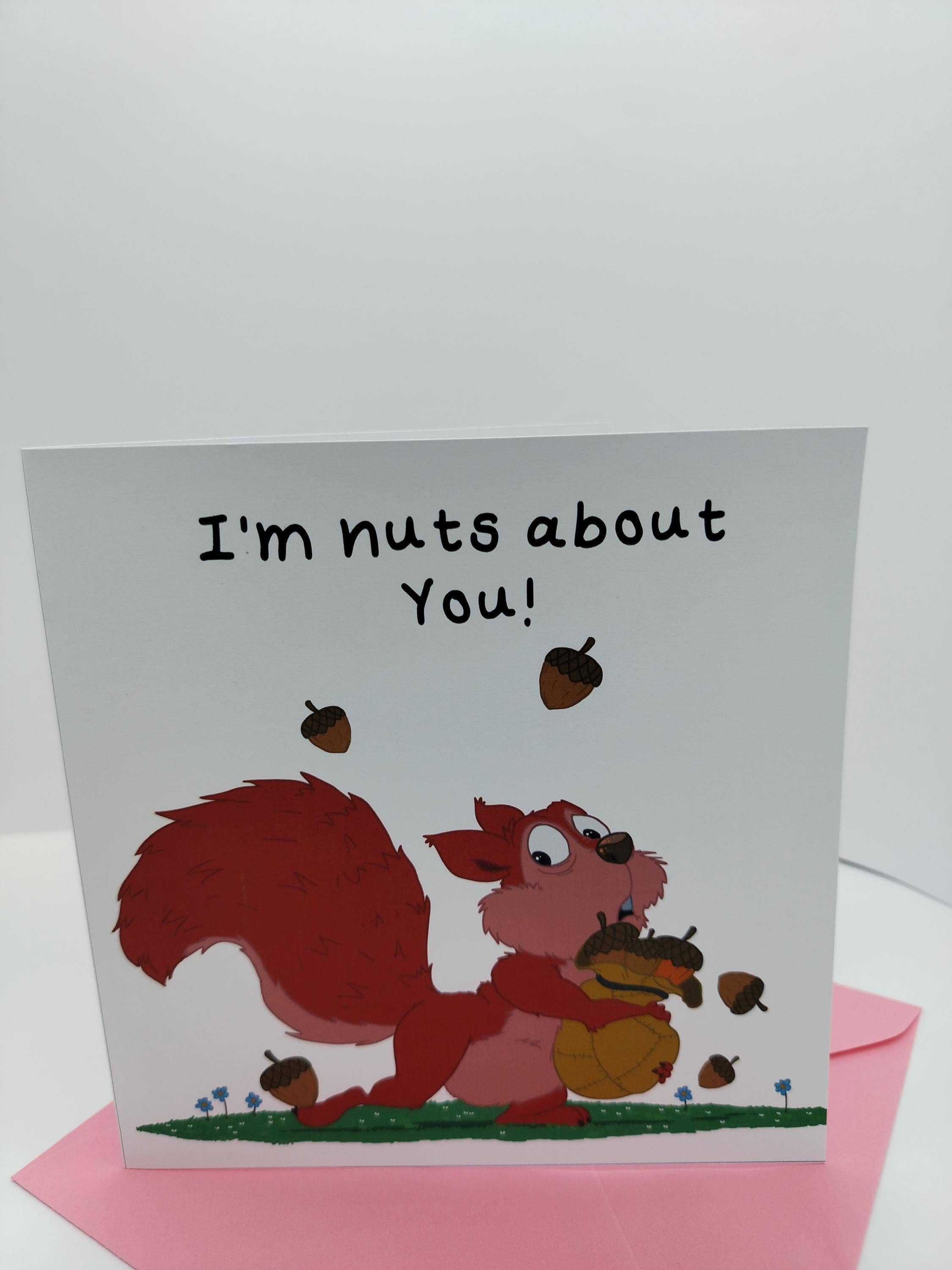 Rebecca Gladys – wholesale Birthday card – Squirrel Birthday Card: Punny 'I'm Nuts About You' Greeting3