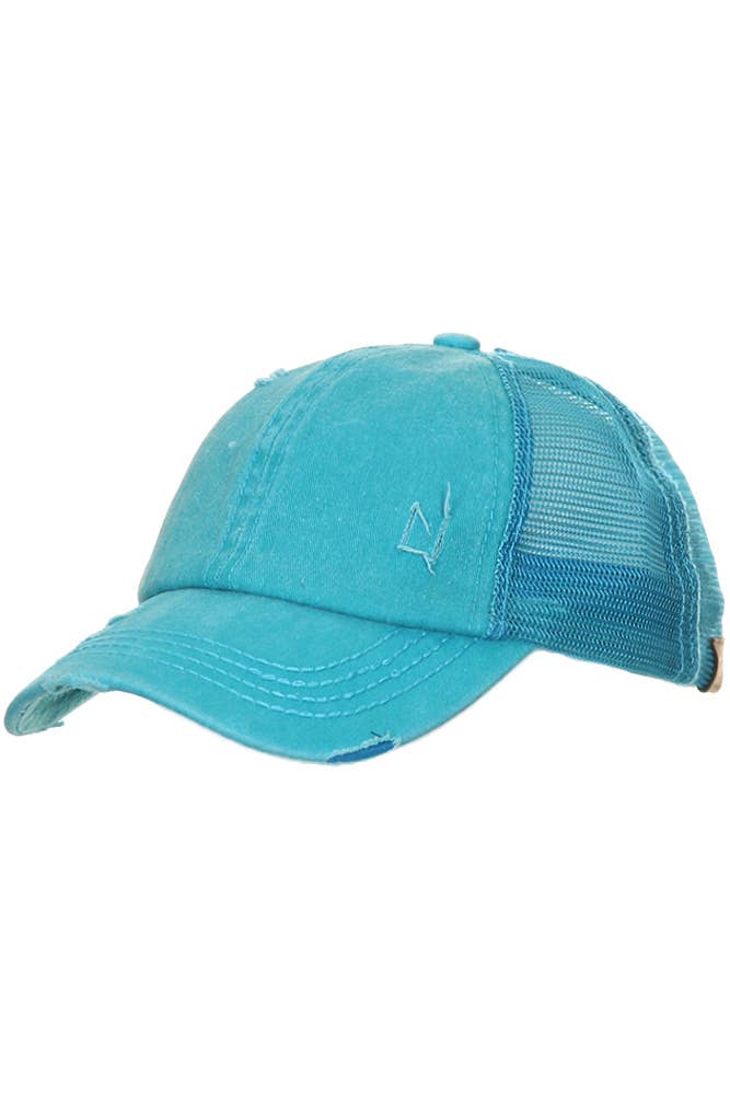 Hana - Wholesale Ponytail Cap - Women's - CC Distressed Ponytail Messy Bun Cap9