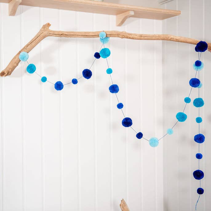 PomPom Galore - Wholesale Bunting/Garland - Blue Pom Pom Garland0