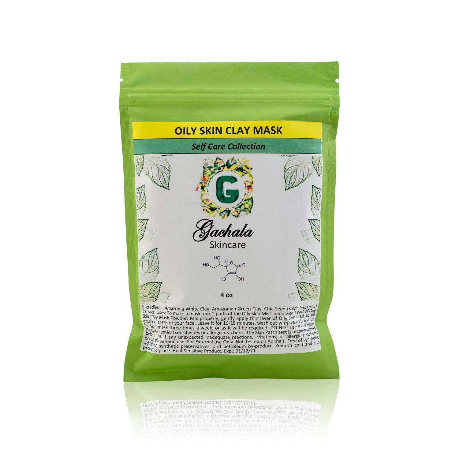 Gachala Skincare - Vendita all'ingrosso Maschera viso - Argilla caolino grezza amazzonica verde per pelle grassa
