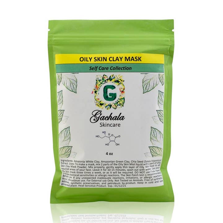 Gachala Skincare - Vendita all'ingrosso Maschera viso - Argilla caolino grezza amazzonica verde per pelle grassa0