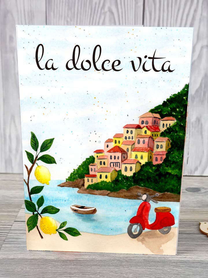 Biglietto d'auguri - Italia - Illustrazione ad acquerello ispirata ai viaggi per la vendita all'ingrosso da parte di Christina Jenne Art and Design