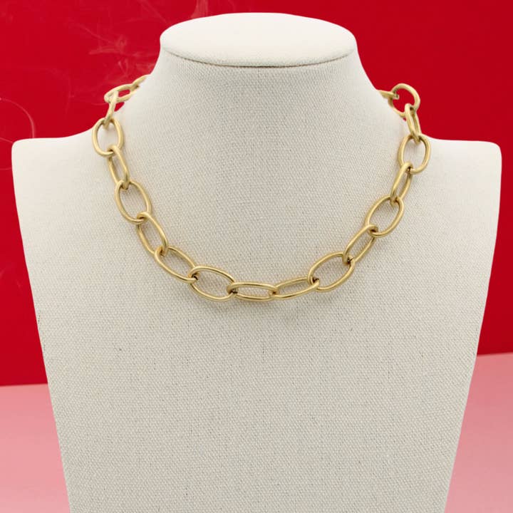 Traci's Beads - Wholesale Link & Chain Necklace - Gold Link Layering Necklace, 16"