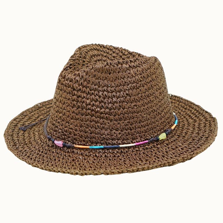 Olive & Pique - Wholesale Straw Hat - Women's - Paper Straw Crochet Packable Fedora, Adjustable1