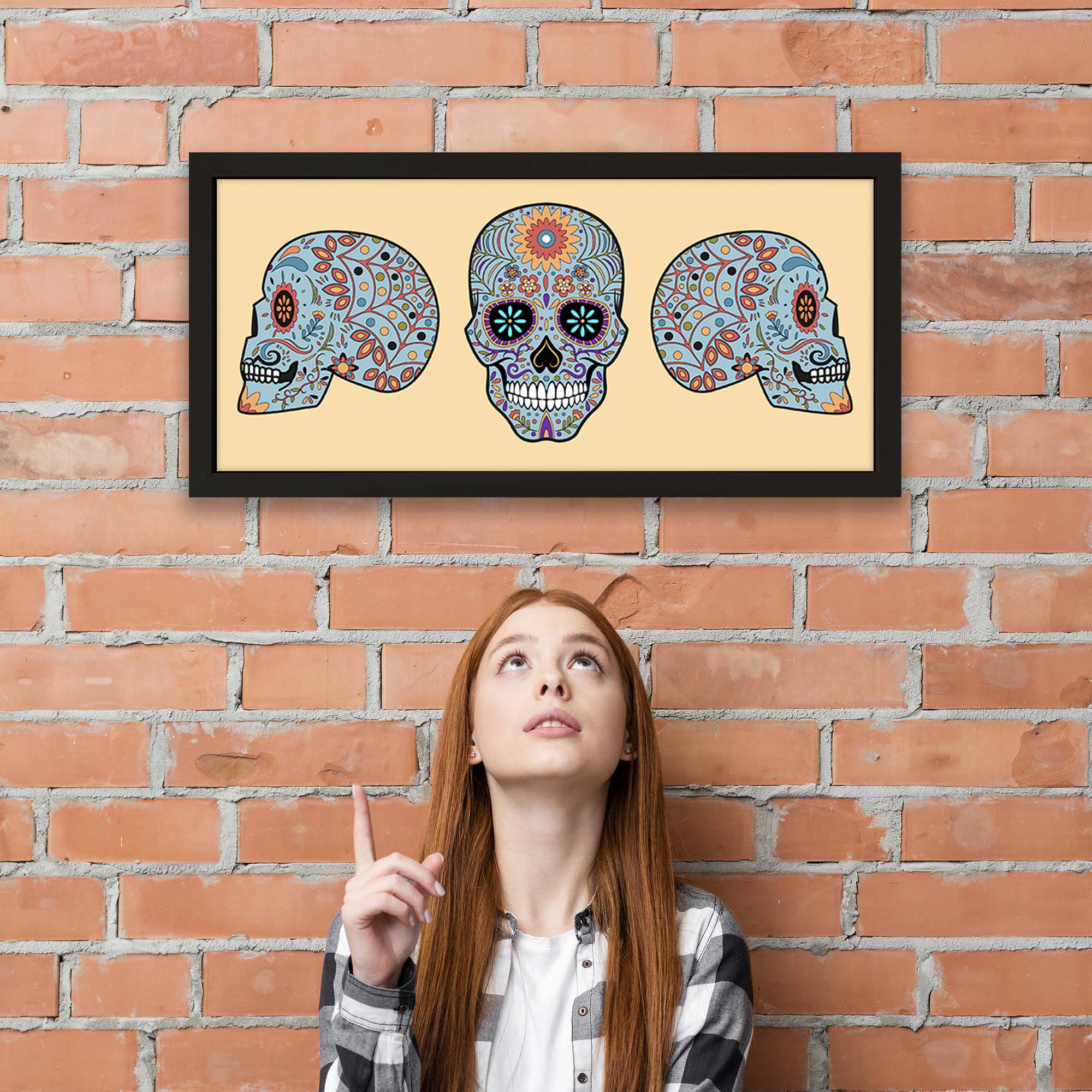 Echo Three – wholesale Wall Accent – Wall Art Framed Print Home Skull Set2